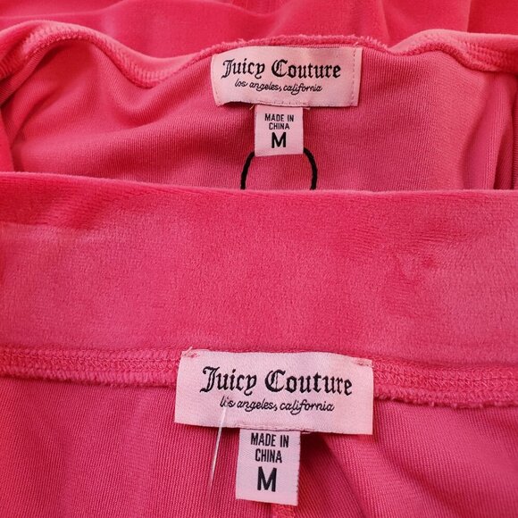 NWT JUICY COUTURE SZ M Hot Pink Watermelon Velour Hoodie & Shorts Tracksuit Set - Picture 8 of 10
